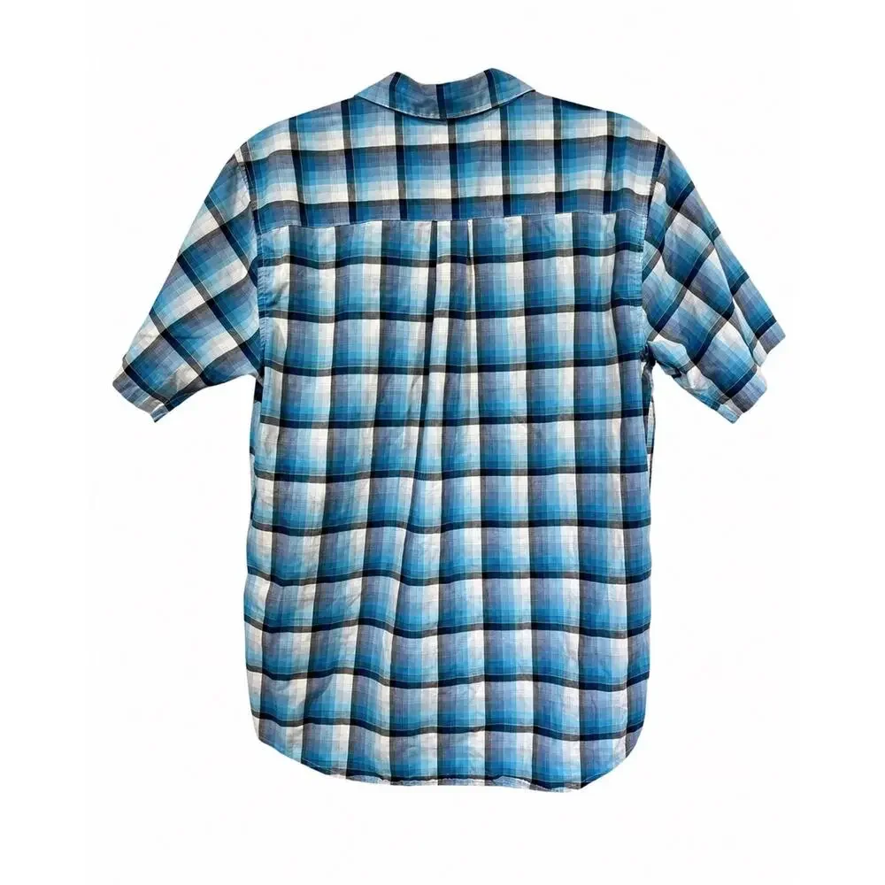 Patagonia Fezzman Men’s Small Blue Plaid Organic Cotton Camp Short Sleeve‎ Shirt